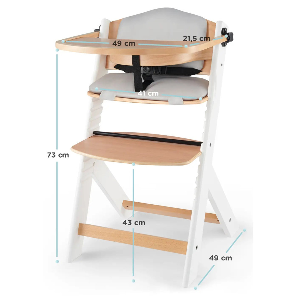 Стілець для годування Kinderkraft Enock White Wood з подушкою (5902533917242) - зображення 9