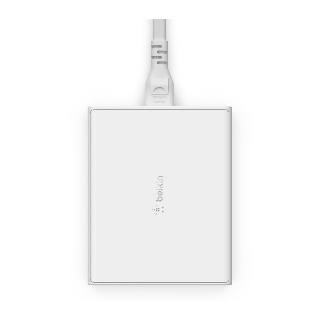 Зарядний пристрій Belkin Home Charger 108W GAN Dual USB-С/USB-A (WCH010VFWH) - зображення 3
