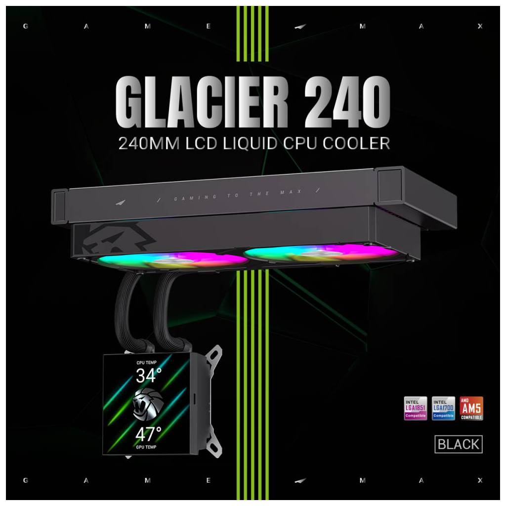 Система рідинного охолодження Gamemax GLACIER 240 LCD BK - зображення 8