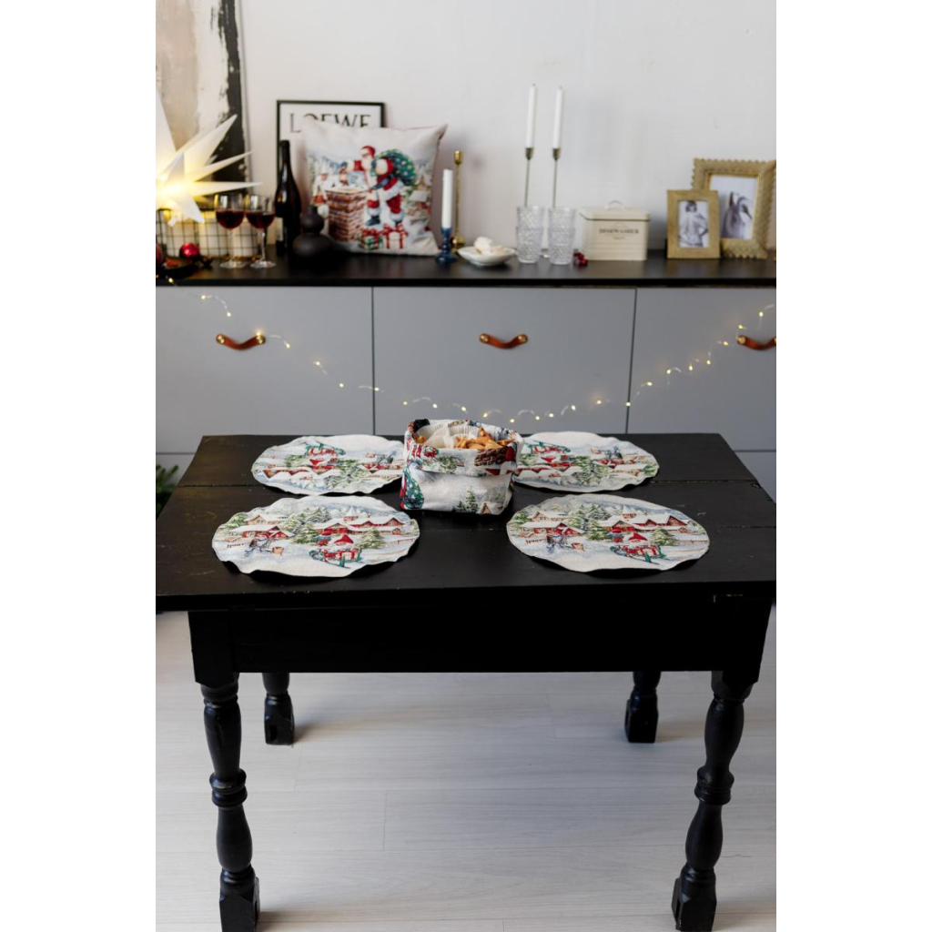 Серветка на стіл Прованс гобеленова з велюром Снігова зима D 35см (036442) - зображення 2