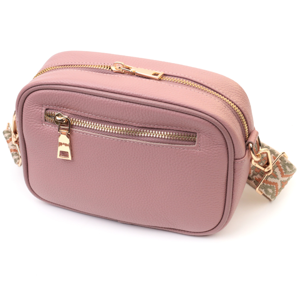 Сумка Vintage Стьобана жіноча з натуральної шкіри Рожева (22614) - зображення 2