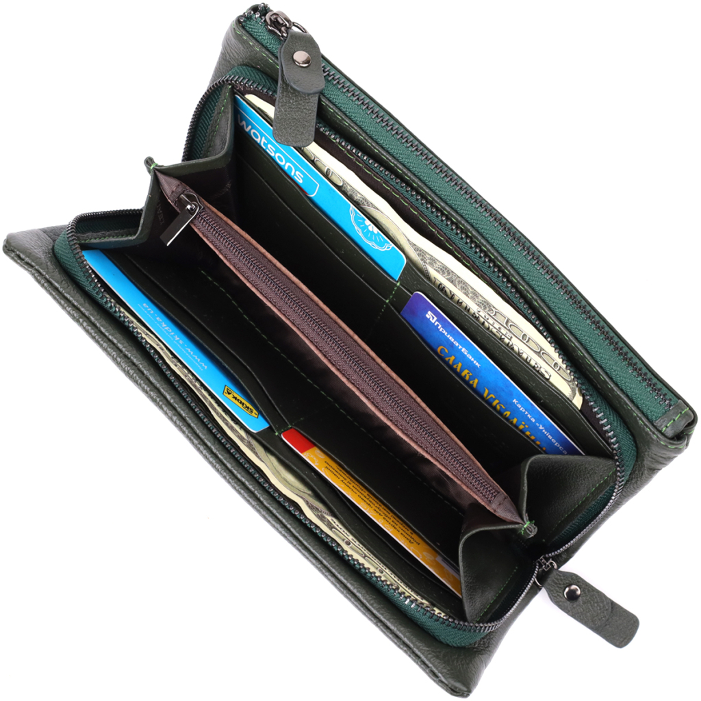 Гаманець ST Leather З натуральної шкіри Зелений (23104) - зображення 6