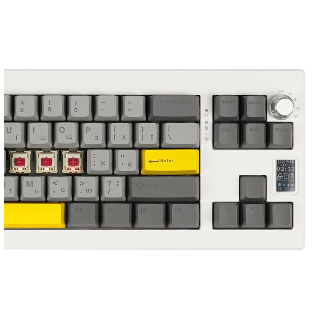Клавіатура Epomaker Shadow-X 70 Mulan Switch Hot-Swap LCD Screen RGB Wireless/Bluetooth/USB UA White (SHX-W-M) - зображення 2
