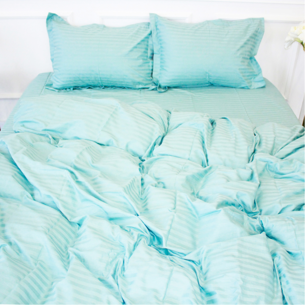 Постільна білизна MirSon Satin Stripe 30-0015 Green Wave 143х210 Сімейна (2200005253274) - зображення 1