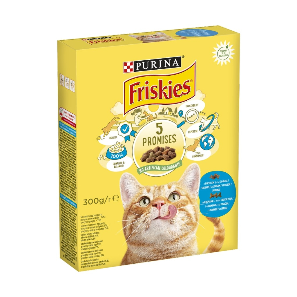 Сухий корм для кішок Purina Friskies зі смаком лосося й овочів 300 г (7613031868063) - зображення 1