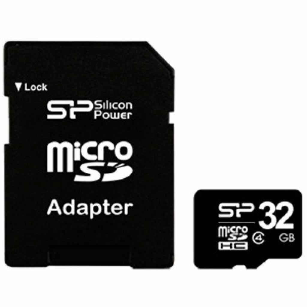 Карта пам'яті Silicon Power 32Gb microSDHC class 4 (SP032GBSTH004V10-SP) - зображення 1