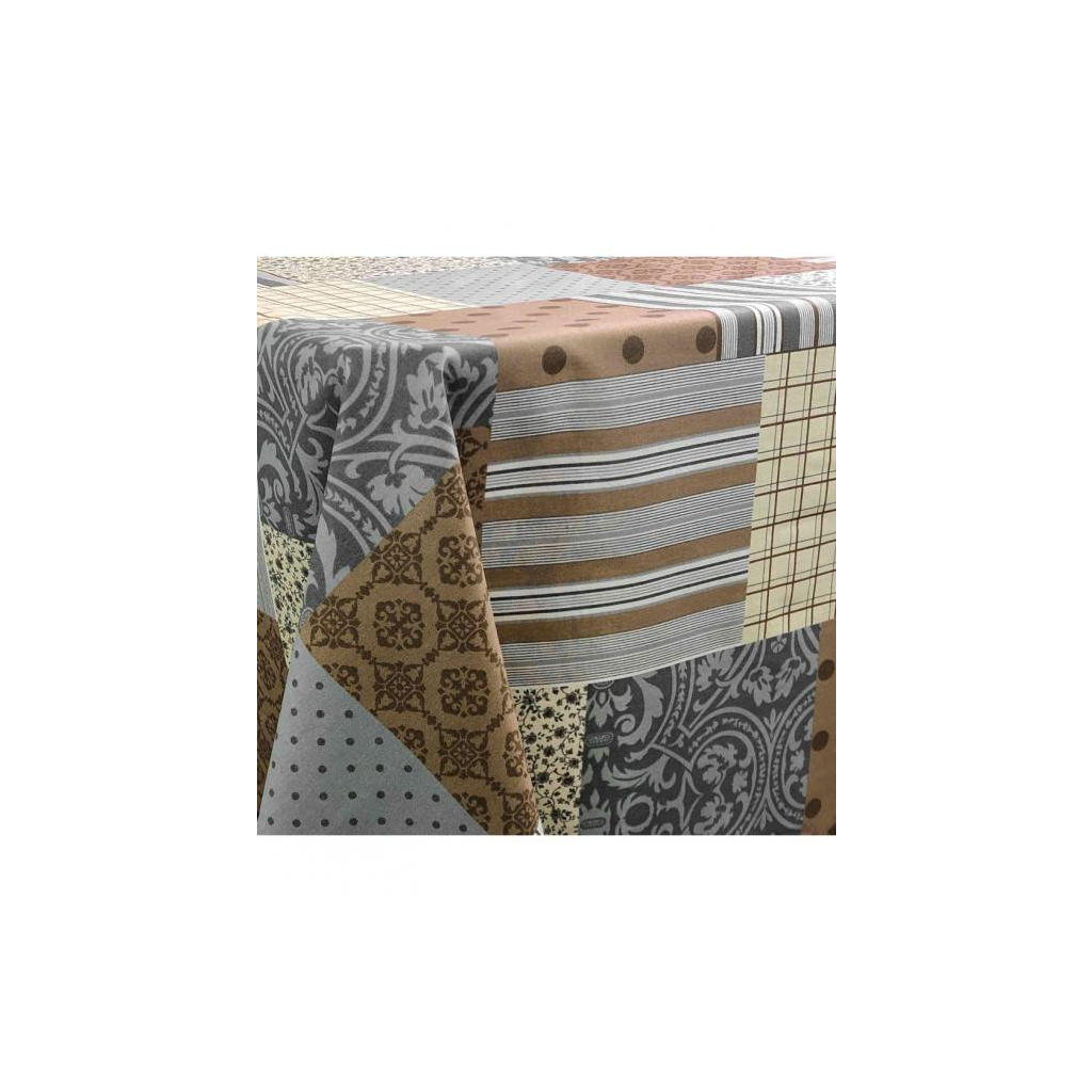 Скатертина Прованс водовiдштовхуюча Simfoni Печворк Какао 220х140 см (4823093411821) - зображення 1