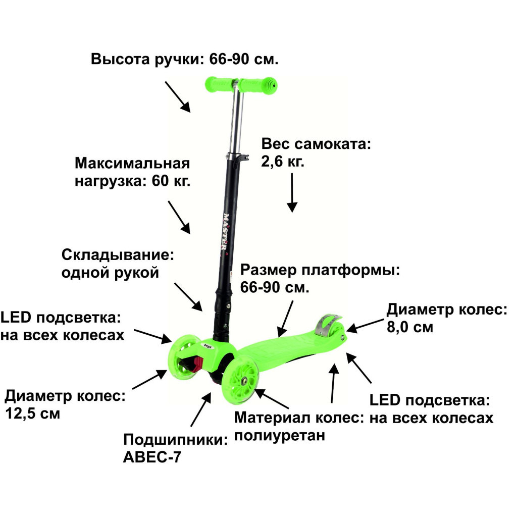 Самокат Bugs Master Green (6905614651409) - зображення 2