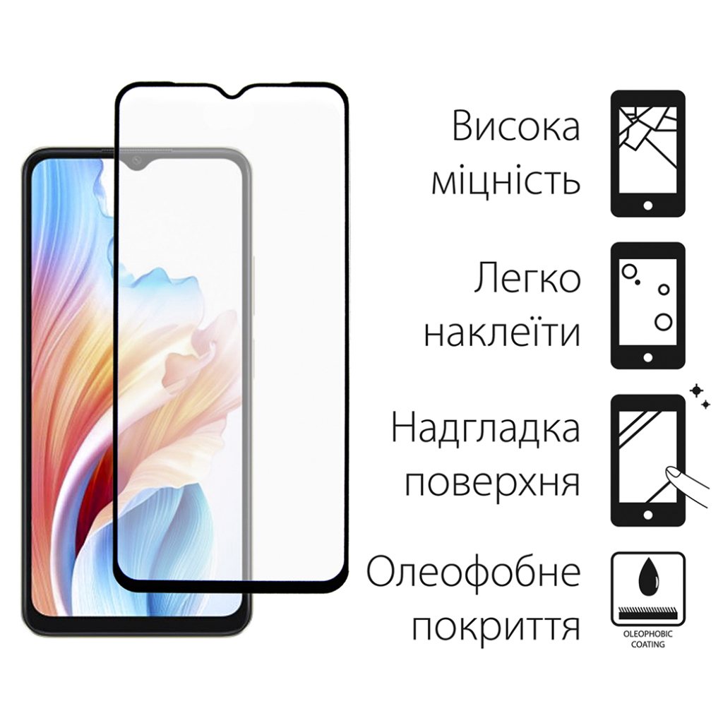 Скло захисне Dengos Full Glue Oppo A38 (black) (TGFG-323) - зображення 2