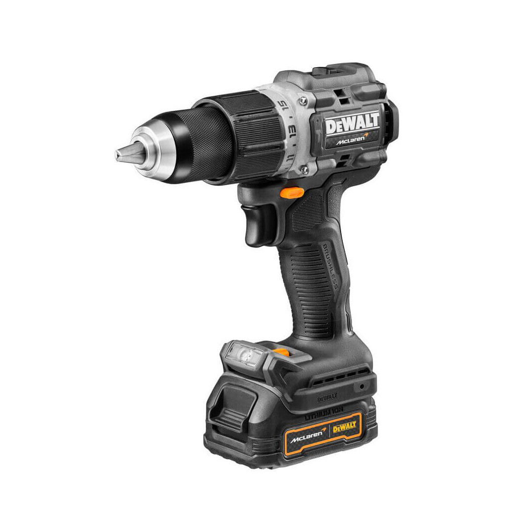 Шуруповерт DeWALT McLaren F1, XR Li-Ion PowerStack 18V GFN блок 2x1.7Ah, 90 Нм, кейс TSTAK (DCD85ME2GT) - зображення 2