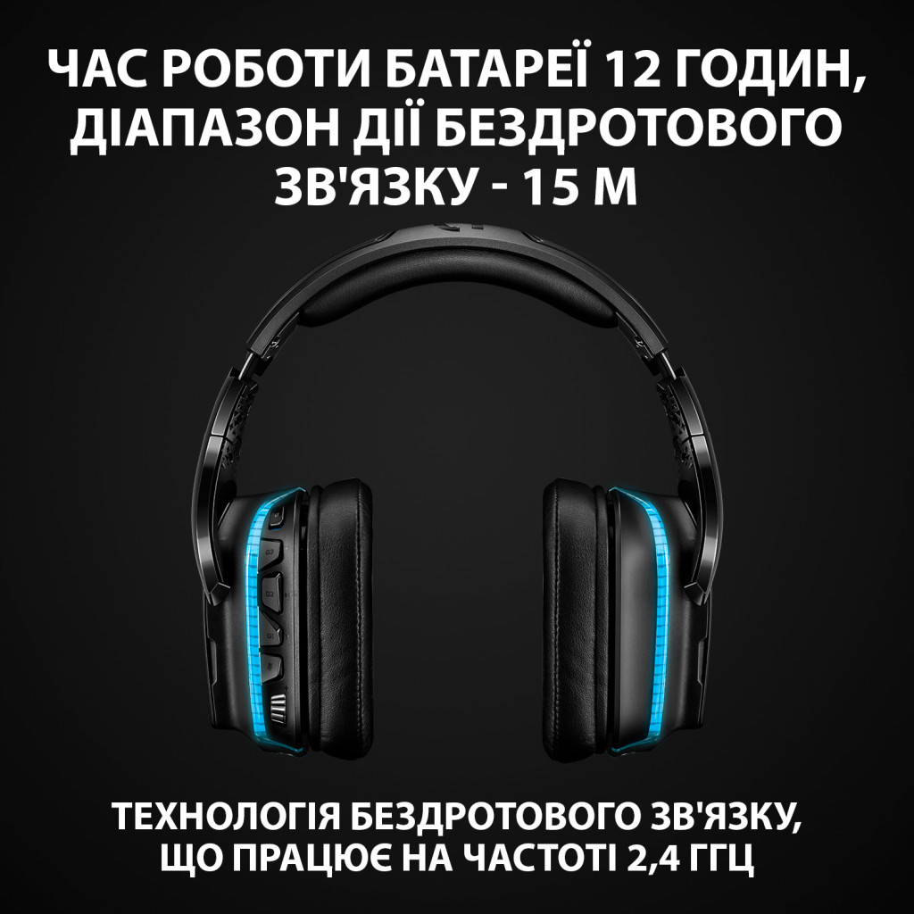 Навушники Logitech G935 Wireless 7.1 Surround Sound LIGHTSYNC Gaming Headset (981-000744) - зображення 3