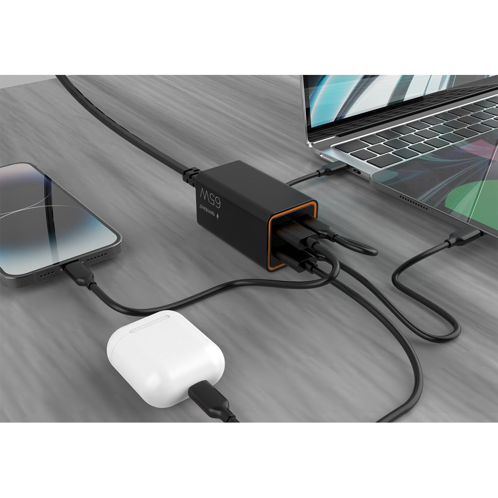 Зарядний пристрій Gembird 2xUSB-C PD65W + 2xUSB QC3.0 30W black (TA-UC-2A2C-PD65-01-BK) - зображення 5