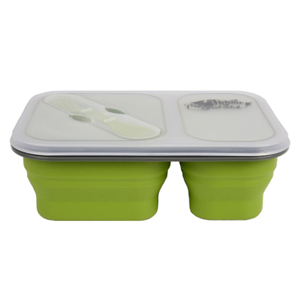 Набір туристичного посуду Tramp 2 отсека силиконовый 900ml с ловилкой olive (UTRC-090-olive) - зображення 1