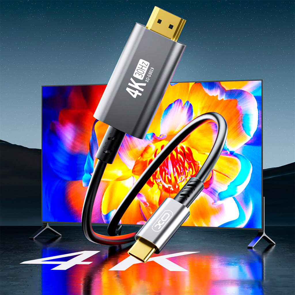 Кабель мультимедійний USB-C to HDMI M 1.8m XO (GB019-CHDMI.tranish) - зображення 4