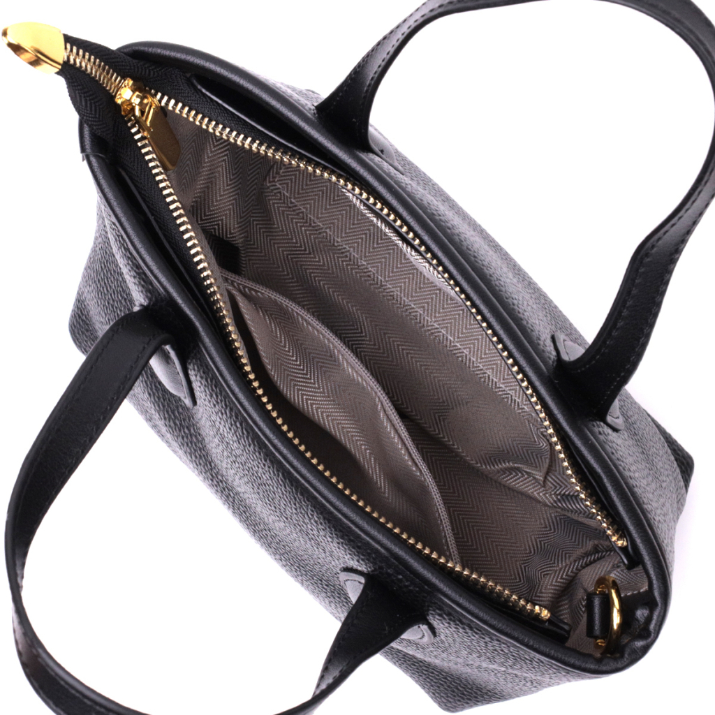 Сумка Vintage Містка з двома ручками з натуральної шкіри Чорна (22286) - зображення 4