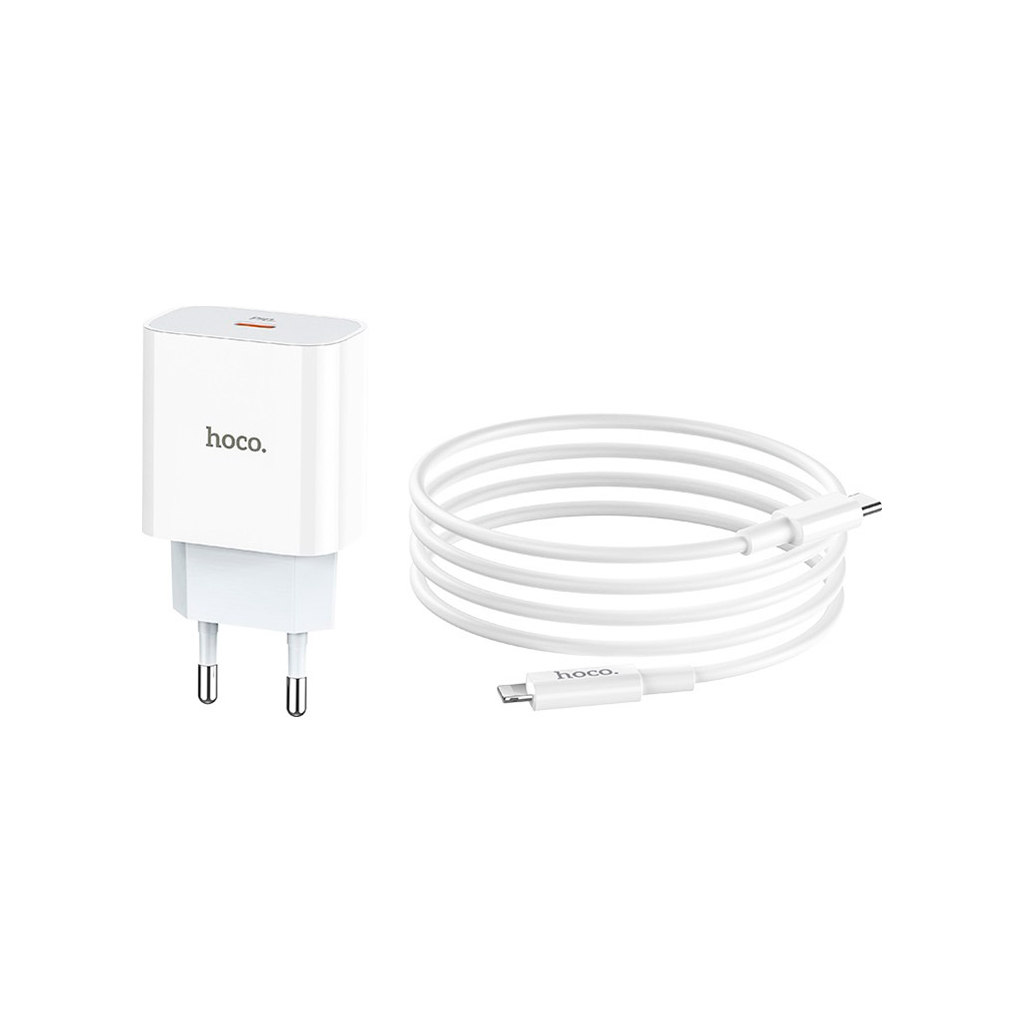 Зарядний пристрій HOCO C76A Plus Speed Source USB-C PD20W + cable USB-C to Lightning White (6931474746924) - зображення 4