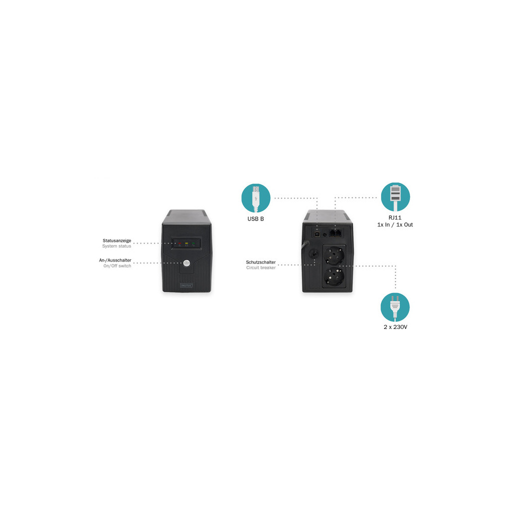 Пристрій безперебійного живлення Digitus 600VA DN-170063 - зображення 4