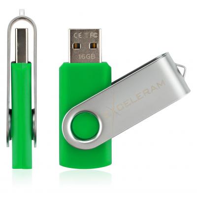 USB флеш накопичувач eXceleram 8GB P1 Series Silver/Green USB 2.0 (EXP1U2SIGR08) - зображення 4