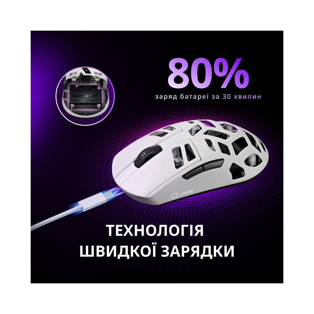 Мишка Lorgar Elite MSE90W Wireless/Bluetooth White (LRG-MSE90W-WH) - зображення 10