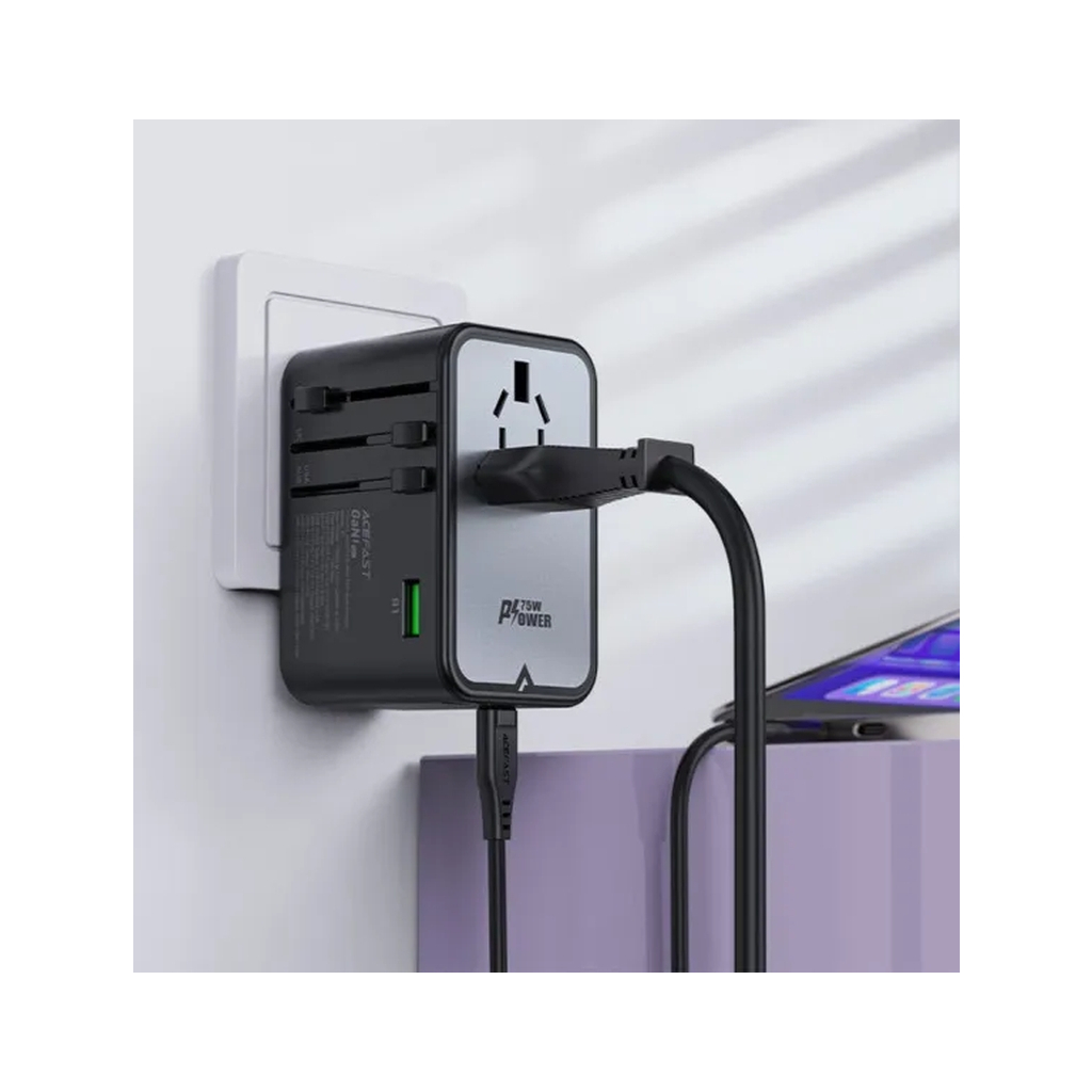 Зарядний пристрій Acefast 5xUSB 75W (3xUSB-C + 2xUSB-A) Gan Z1 Fast Charger (6974316282495) - зображення 8