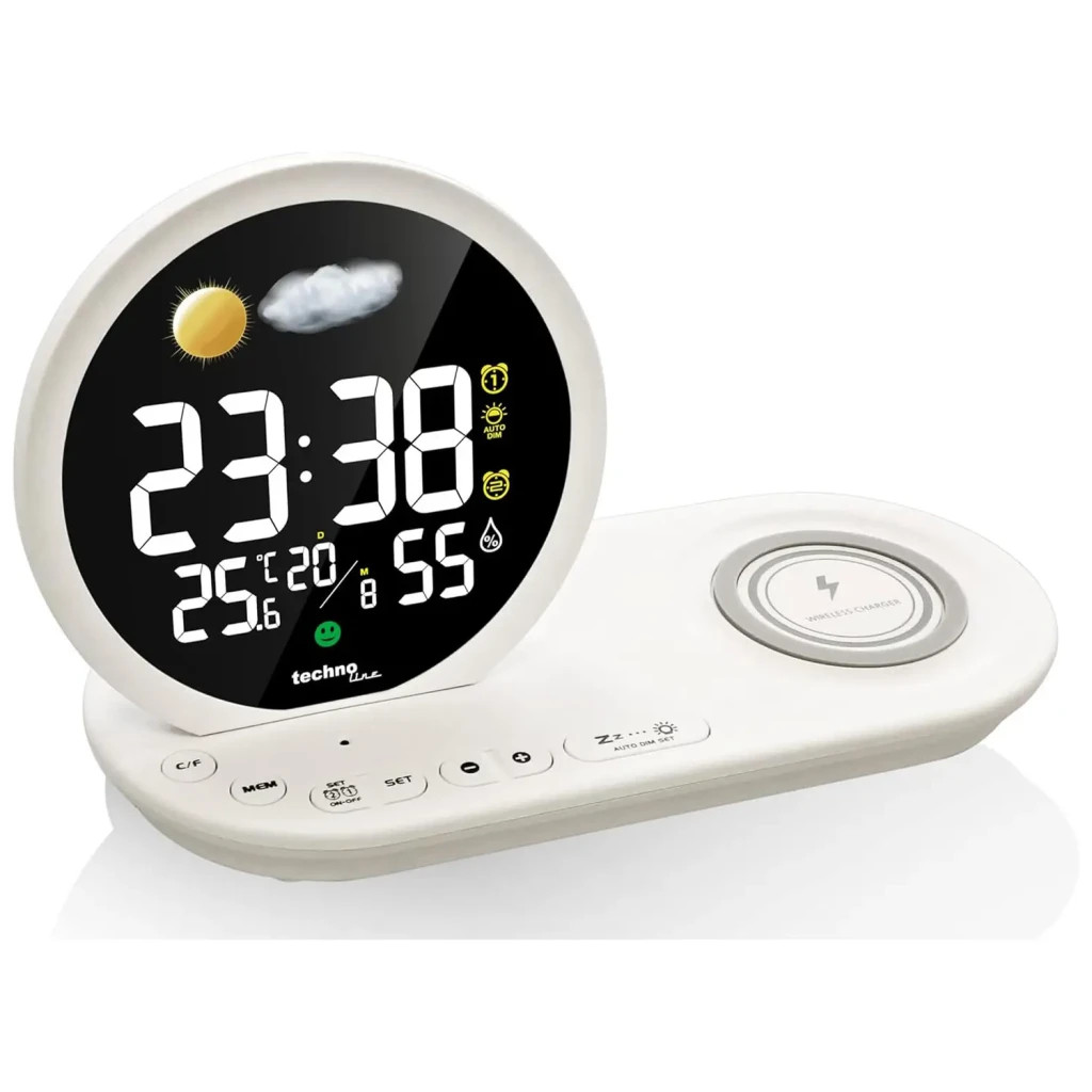 Настільний годинник Technoline Wireless Mobile Charging White (DAS302479) - зображення 4