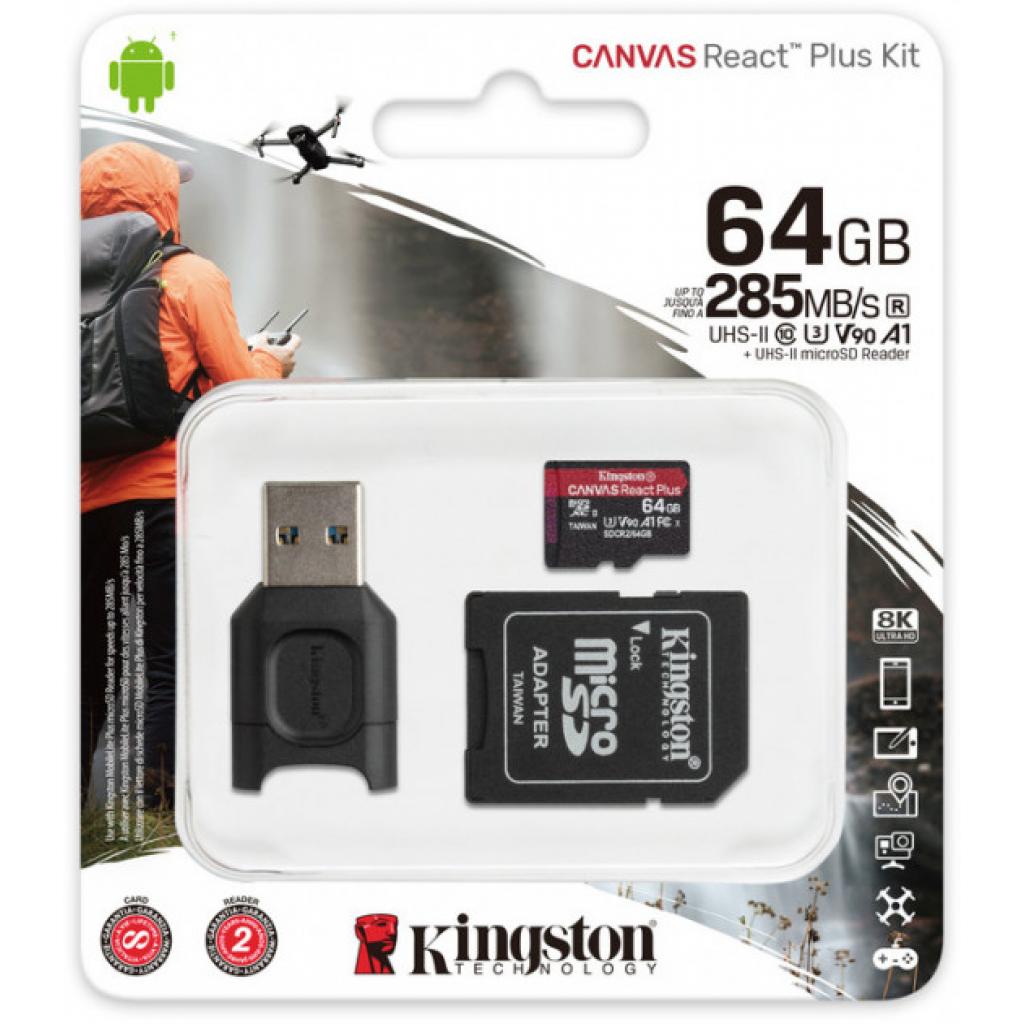 Карта пам'яті Kingston 64GB microSDXC class 10 Canvas React+ (MLPMR2/64GB) - зображення 3