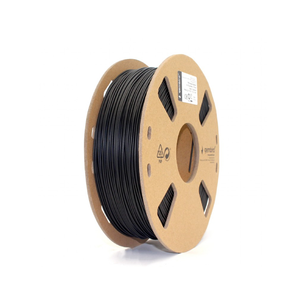 Пластик для 3D-принтера Gembird TPE, 1.75 мм, Black, 1kg (3DP-TPE1.75-01-BK) - изображение 1
