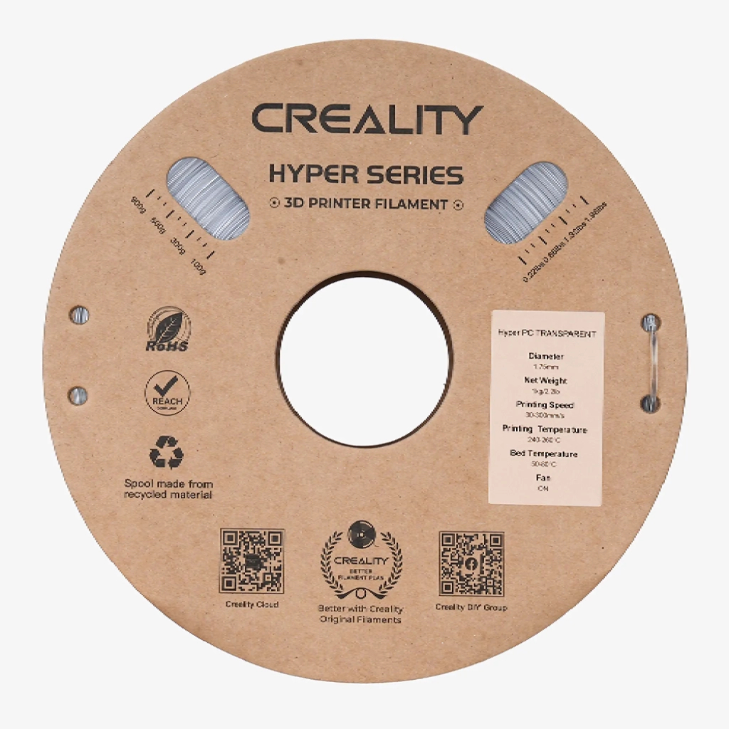 Пластик для 3D-принтера Creality Hyper PC 1кг, 1.75мм, transparent (3301070013) - изображение 3