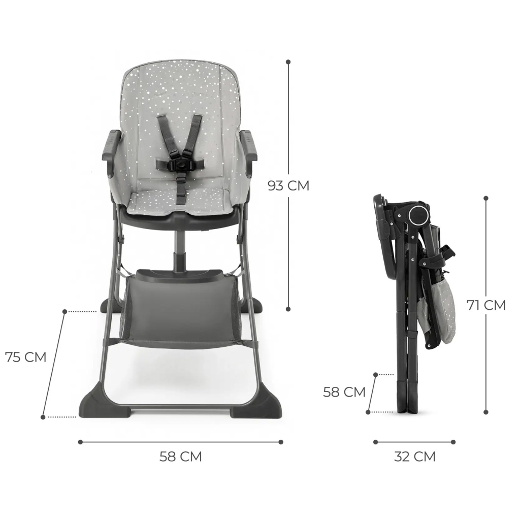 Стілець для годування Kinderkraft Foldee Grey (5902533922437) - изображение 9