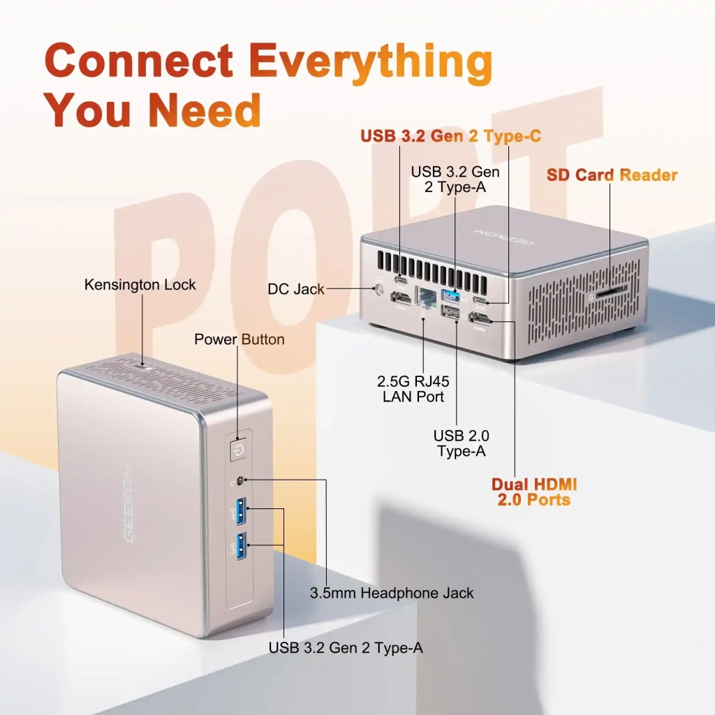 Комп'ютер GEEKOM Mimi PC A5 / Ryzen7 5825U, 16, 512, W11Pro (GMA5R75825U-16512-EU) - зображення 7