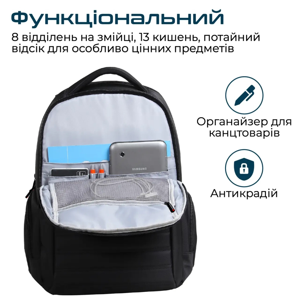 Рюкзак для ноутбука Promate 15.6" Rebel-BP Black (rebel-bp.black) - зображення 3