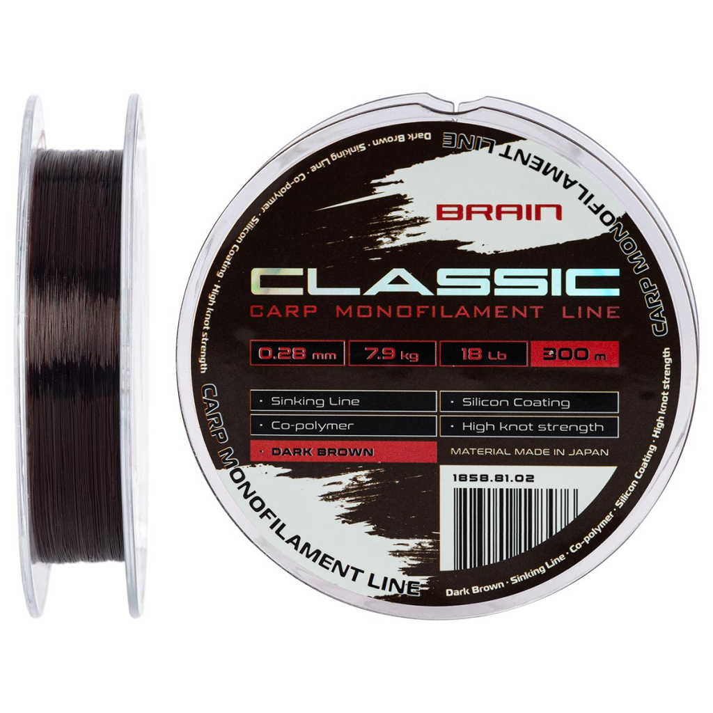Волосінь Brain Classic Carp Line (dark brown) 300m 0.28mm 18lb 7.9kg (1858.81.02) - зображення 1