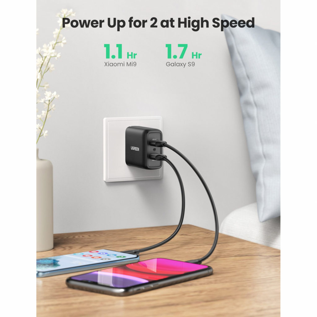 Зарядний пристрій Ugreen CD161 36W 2xUSB QC 3.0 Charger (Black) (10216) - зображення 5