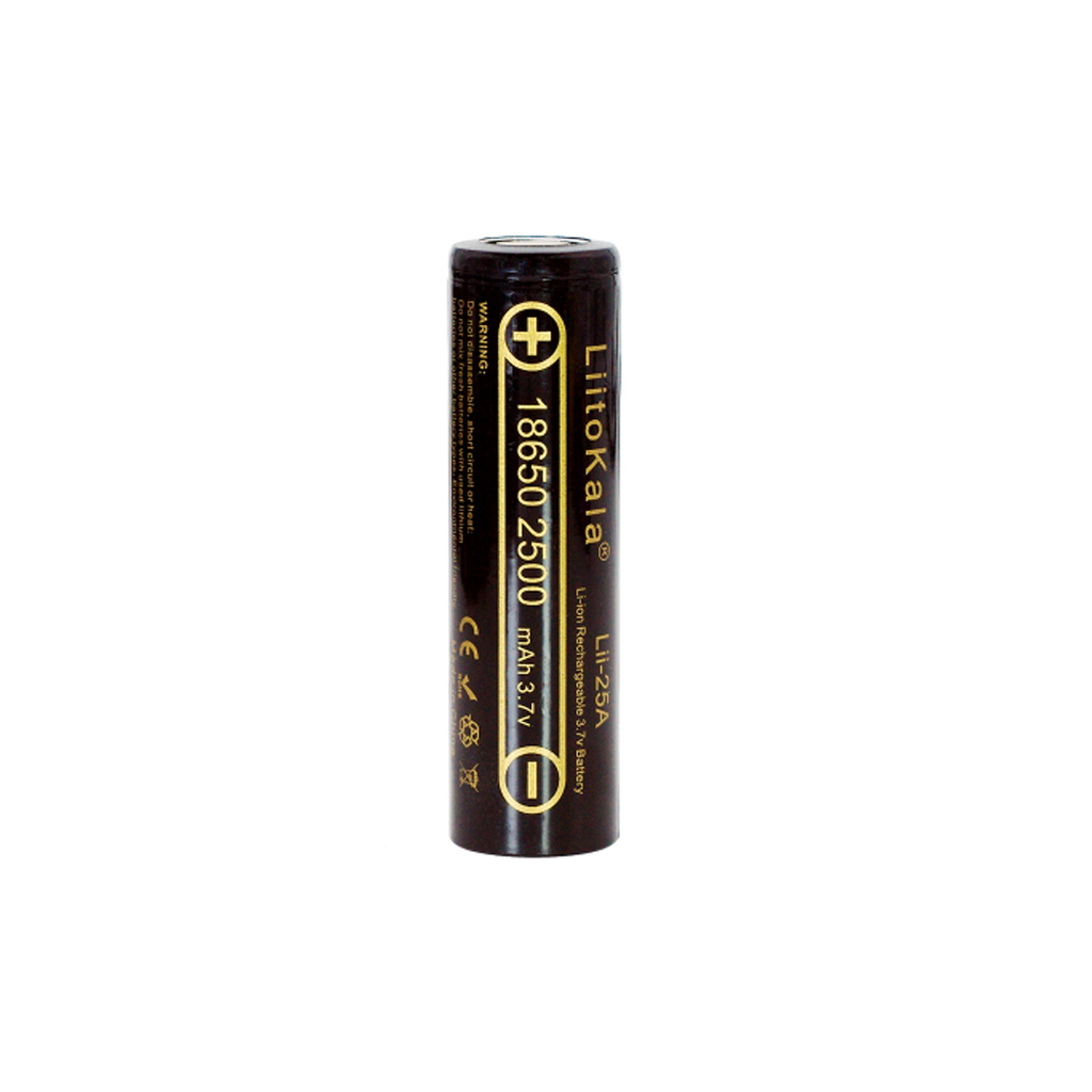 Акумулятор 18650 2500mAh Li-Ion, (2450-2650mah), 3.7V (2.75-4.2V), Blac Liitokala (Lii-25A) - зображення 1