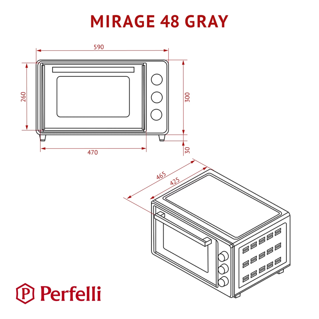 Електропіч Perfelli MIRAGE 48 GREY - зображення 12