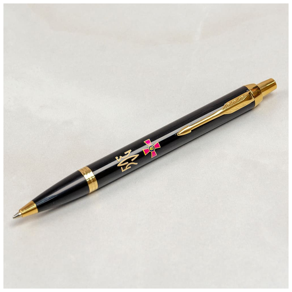 Ручка кулькова Parker IM 17 ARMY Black GT BP Емблема ЗСУ + Тризуб ЗСУ золото (22032_W1015u) - зображення 2