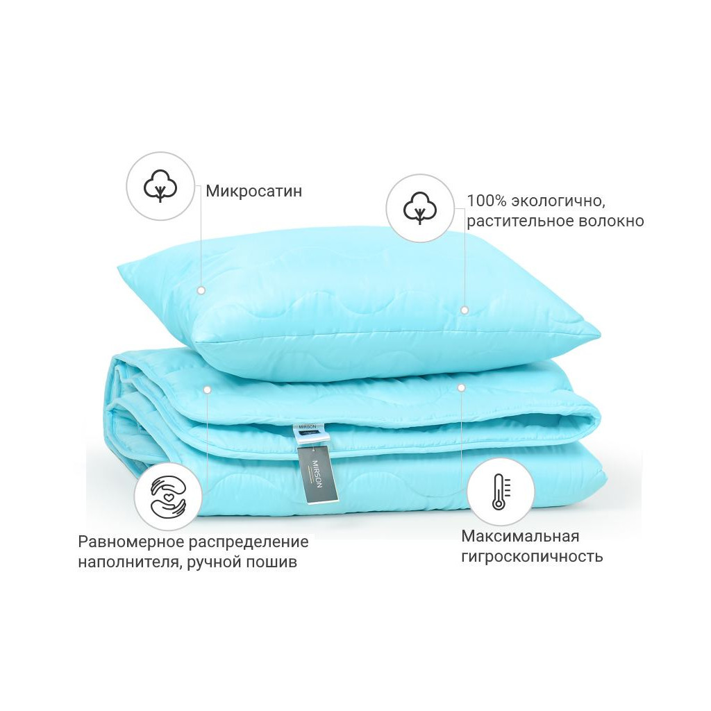 Ковдра MirSon Набір Бавовняний №1706 Eco Light BLue 155х215 + подушка (2200002656320) - зображення 2