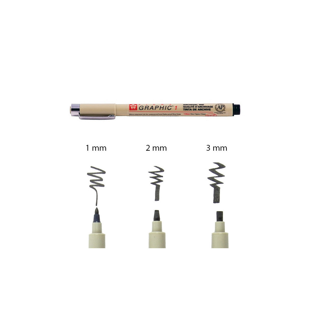 Лайнер Sakura маркер PIGMA GRAPHIC 1мм, Чорний (084511366152) - зображення 2