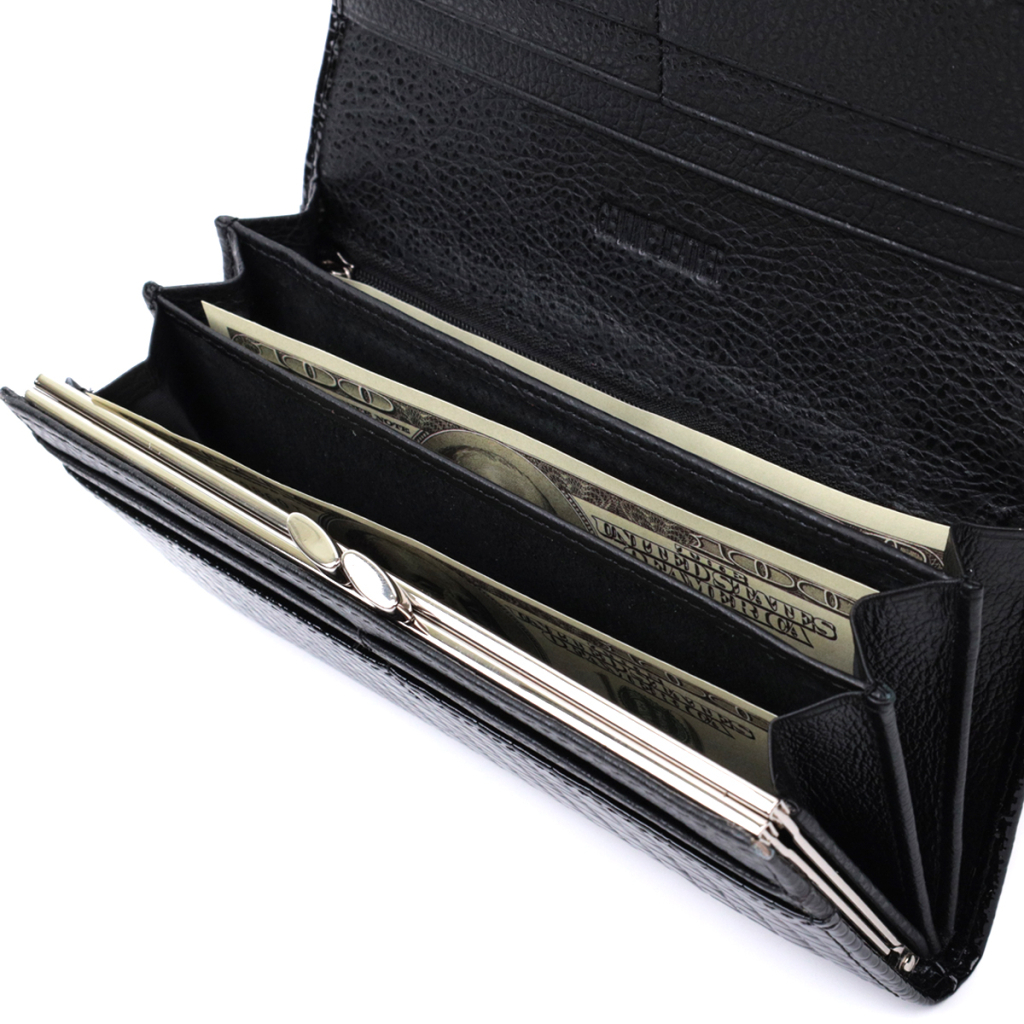 Гаманець ST Leather З натуральної лакованої шкіри Чорний (22679) - изображение 8