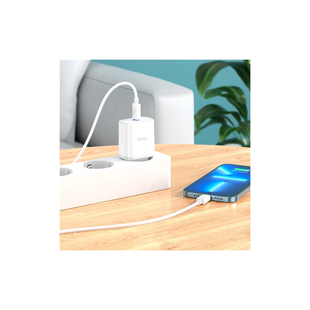 Зарядний пристрій HOCO C104A USB-C PD20W + cable USB-C to Lightning white (6931474782908) - зображення 8