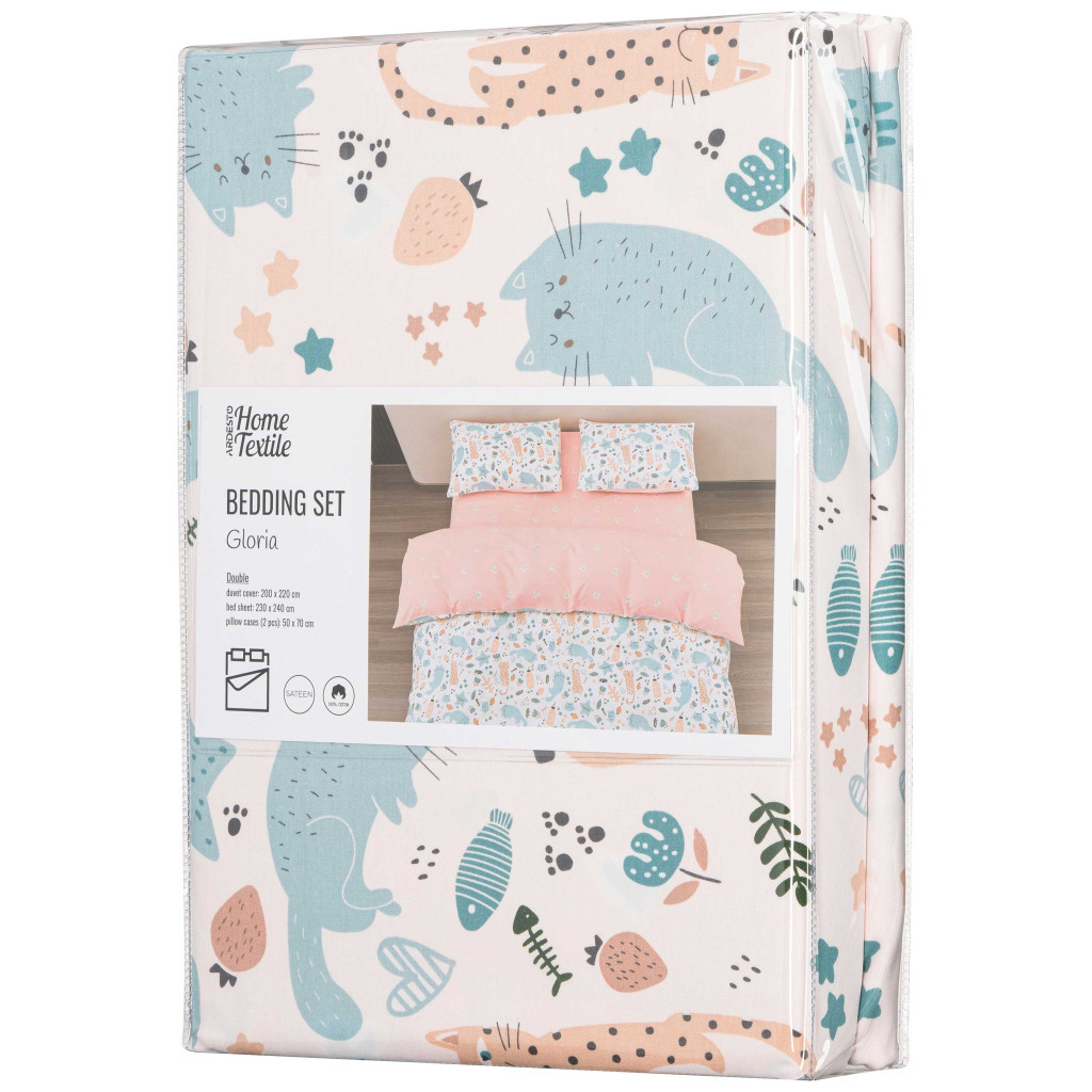 Постільна білизна Ardesto Gloria сатин коти персиковий євро 200х220 (ART2022CP) - зображення 9