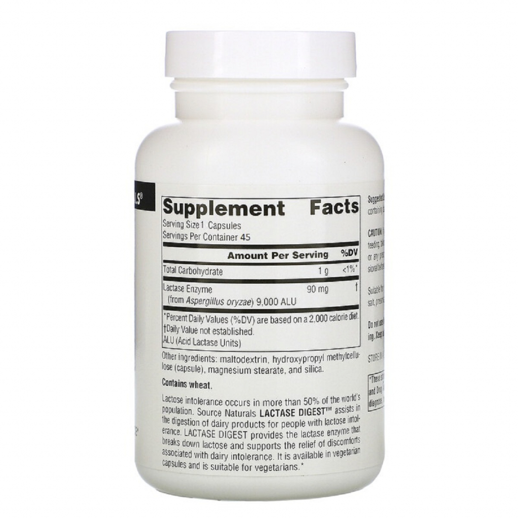 Вітамінно-мінеральний комплекс Source Naturals Лактаза, 30 мг, Lactase Digest, 45 капсул (SN2366) - зображення 2