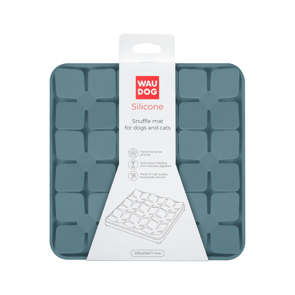 Універсальний посуд для тварин WAUDOG Silicone Килимок для пошуку корму 20х20х1.7 см сірий (235111) - зображення 2
