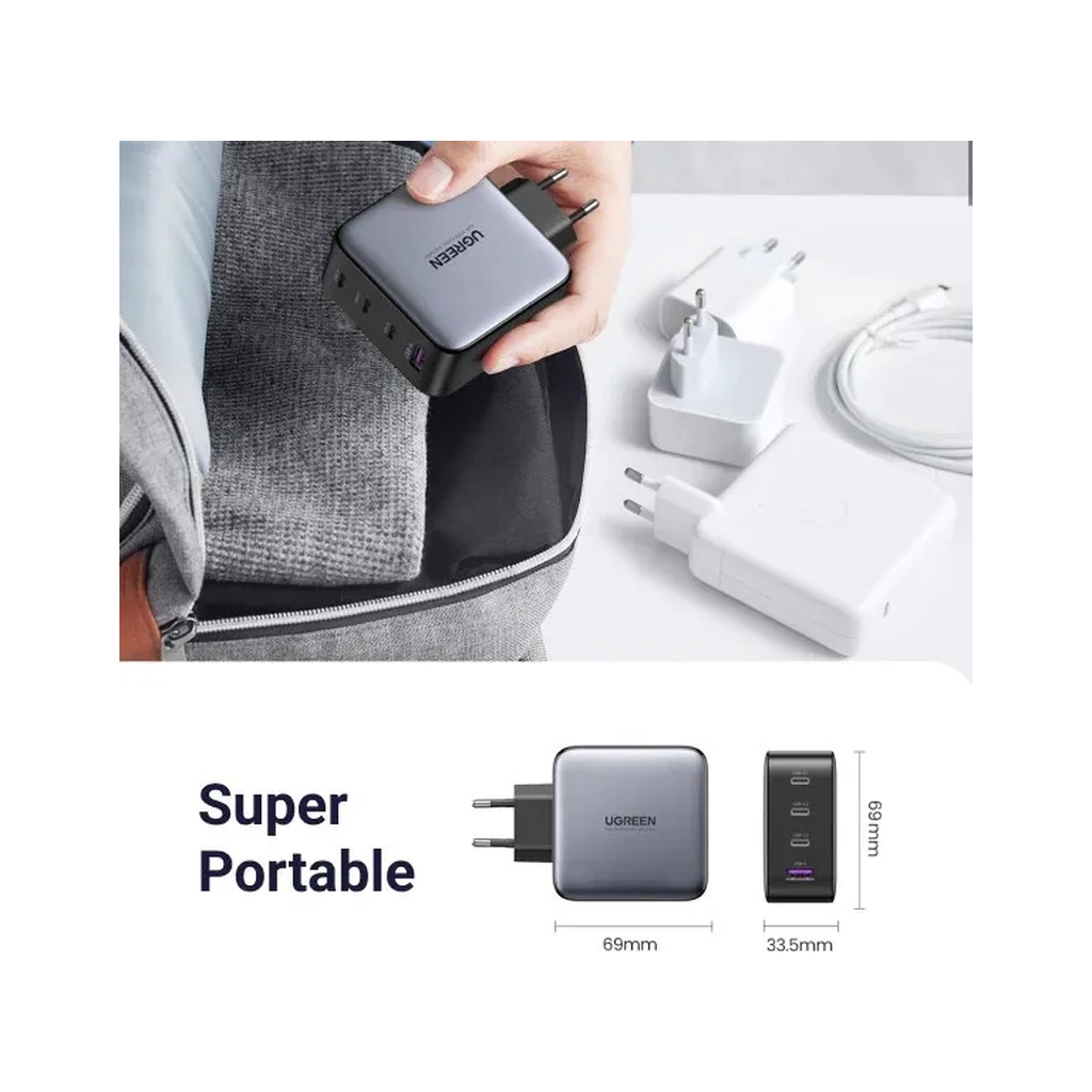 Зарядний пристрій Ugreen 4xUSB 100W (3xUSB-C+USB-A) Gan Tech Fast GAN Charger black CD226 (40747) - изображение 10