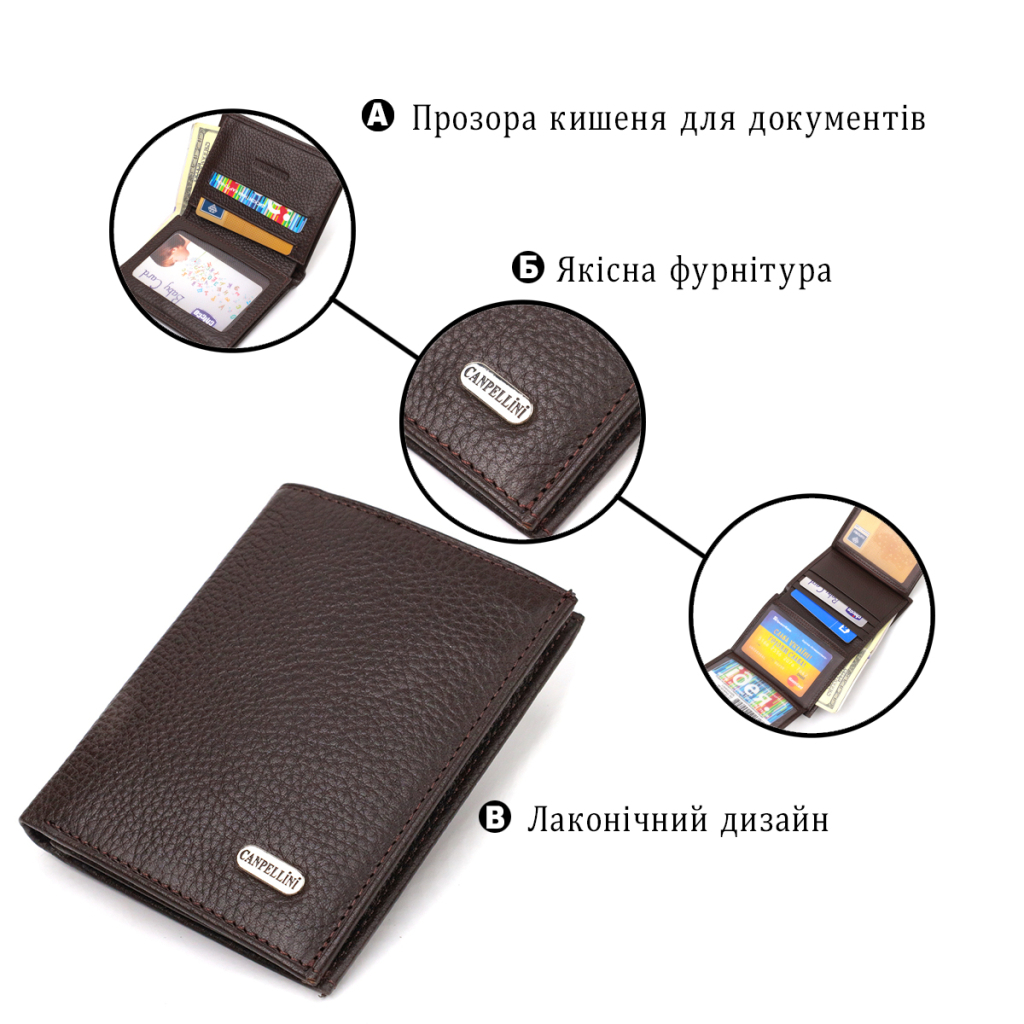 Гаманець Canpellini З натуральної шкіри Коричневий (21873) - зображення 4