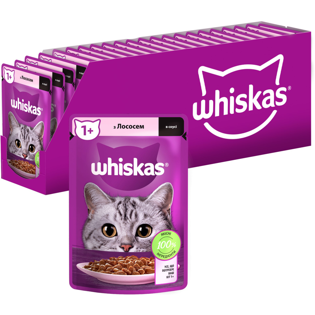 Вологий корм для кішок Whiskas Лосось у соусі 85 г (5900951302053) - зображення 1
