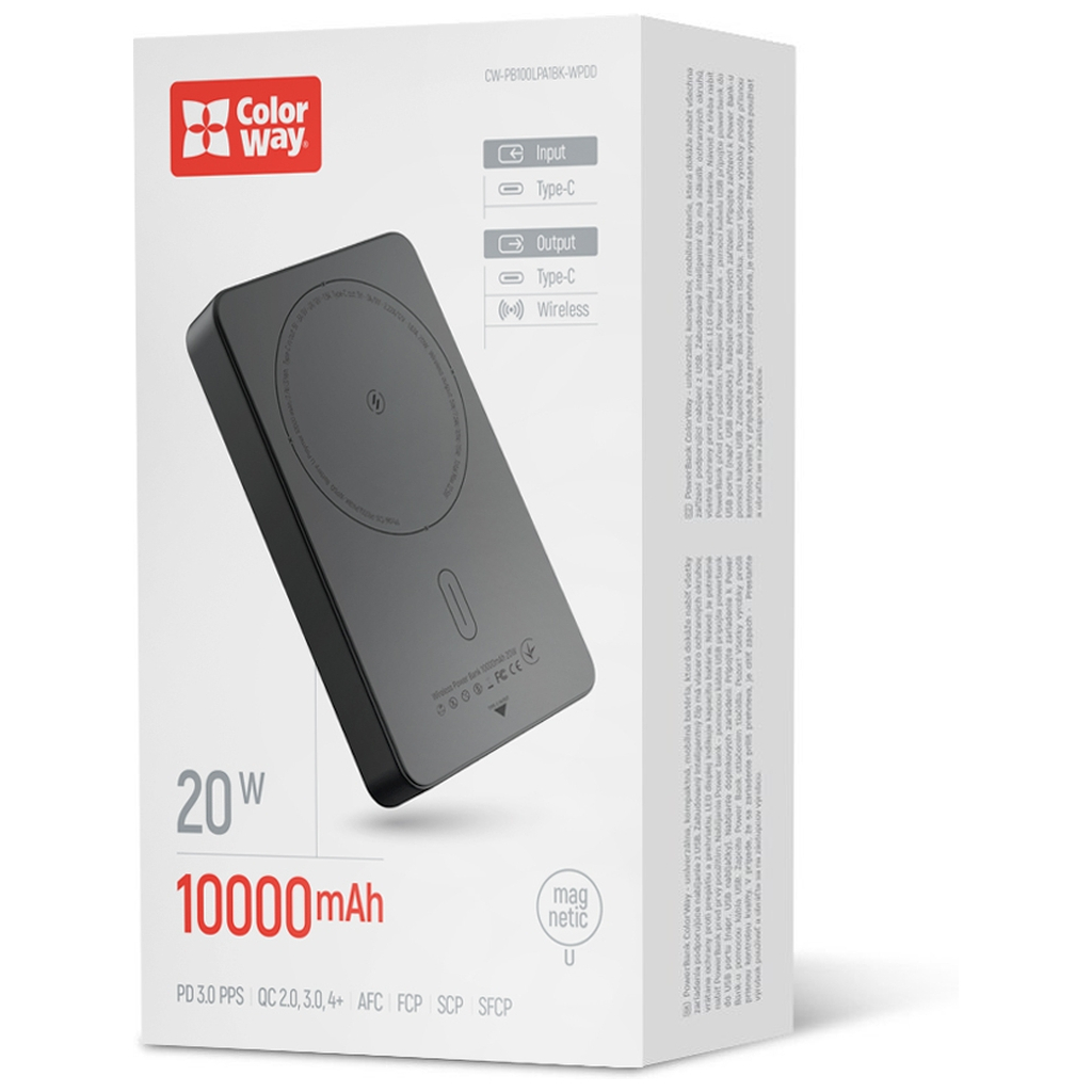 Батарея універсальна ColorWay 10 000 mAh PD/22.5W, 15W MagSafe Black (CW-PB100LPA1BK-WPDD) - изображение 5