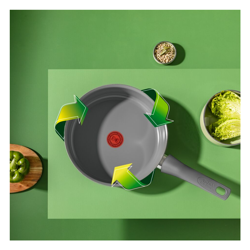 Сотейник Tefal Renewal, 24см, алюміній, бакеліт, скло, сірий (C4263243) - зображення 3