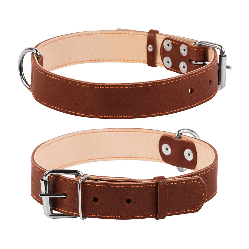 Нашийник для тварин Collar подвійний Ш 35 мм Д 48-63 см коричневий (02796) - зображення 1