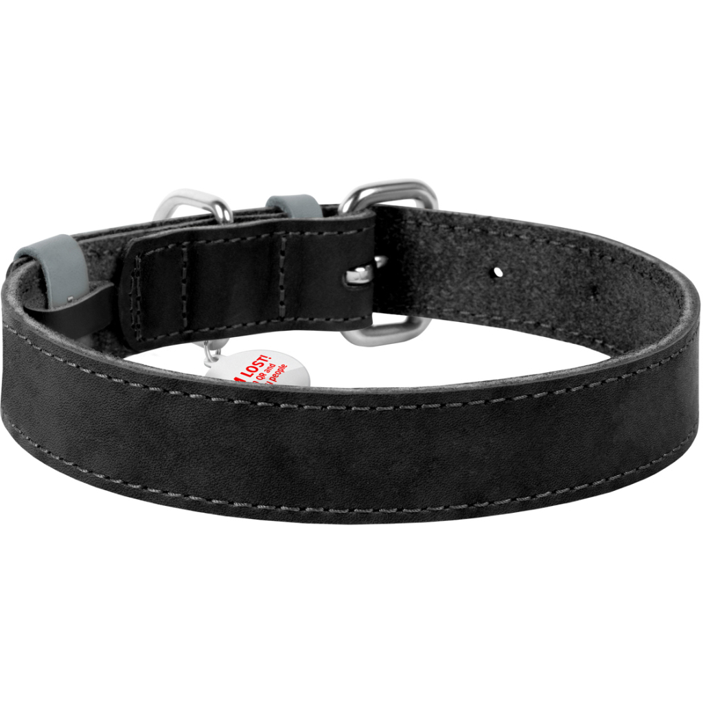 Нашийник для тварин WAUDOG Classic шкіряний 20 мм х 30-39 см чорний (02171) - зображення 2